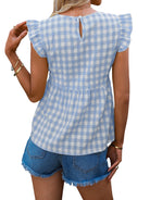 Women's V-neck sleeveless Plaid top - Stormyjay