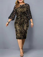 Women's Personalized Sequin Design Plus Size Dress - Stormyjay