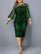 Women's Personalized Sequin Design Plus Size Dress - Stormyjay