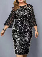 Women's Personalized Sequin Design Plus Size Dress - Stormyjay