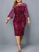 Women's Personalized Sequin Design Plus Size Dress - Stormyjay