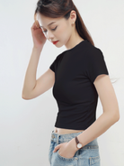 Women's Half Turtleneck Short Sleeve Top - Stormyjay