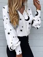 Women's Printed Lace Long Sleeve Top - Stormyjay