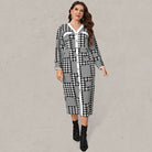 Plus-size slim-fit hip-packed long high-quality plaid midi dress - Stormyjay