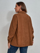 Plus Size New Corduroy Long Sleeve Lapel Shirt - Stormyjay