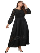 plus size knee length lace long sleeve dress - Stormyjay