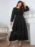 plus size knee length lace long sleeve dress - Stormyjay