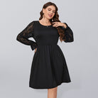 Women's Solid Color Lace Elegant Plus Size Dress - Stormyjay