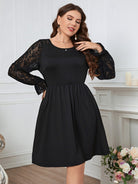 Women's Solid Color Lace Elegant Plus Size Dress - Stormyjay