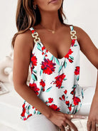 Sleeveless Chain Halter Print Ladies Tank Top - Stormyjay