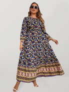 Plus Size Ladies Daily Casual Vacation Print Loose Dress - Stormyjay