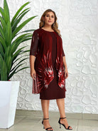 Plus size elegant temperament women's knitted lace cape dress - Stormyjay