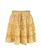 Ladies High Waist Ruffled Floral Printed A-Line Skirt - Stormyjay