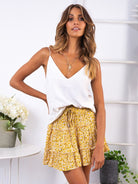 Ladies High Waist Ruffled Floral Printed A-Line Skirt - Stormyjay