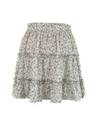 Ladies High Waist Ruffled Floral Printed A-Line Skirt - Stormyjay