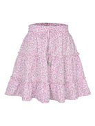 Ladies High Waist Ruffled Floral Printed A-Line Skirt - Stormyjay