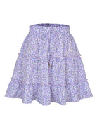 Ladies High Waist Ruffled Floral Printed A-Line Skirt - Stormyjay