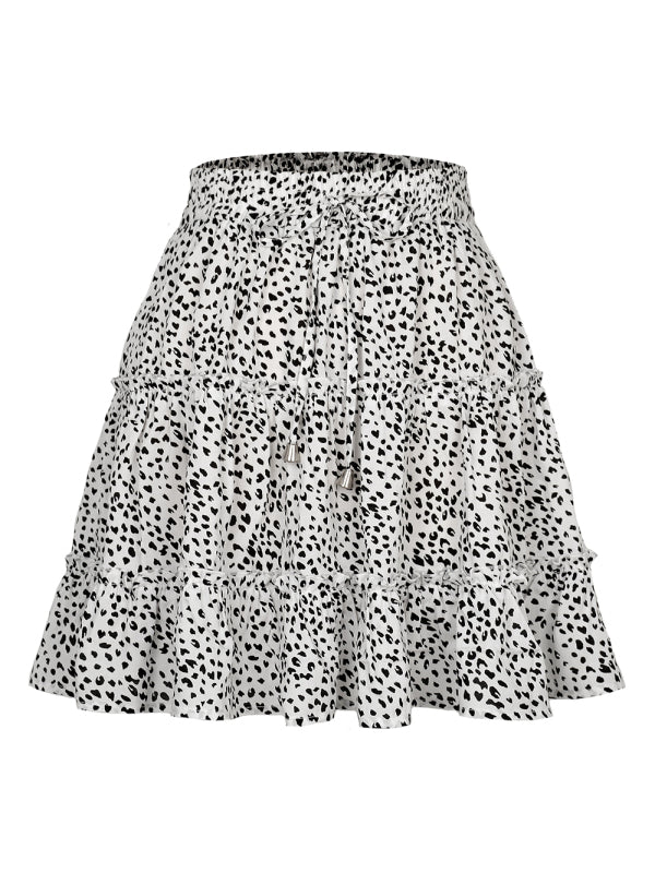 Ladies High Waist Ruffled Floral Printed A-Line Skirt - Stormyjay