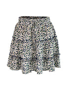 Ladies High Waist Ruffled Floral Printed A-Line Skirt - Stormyjay