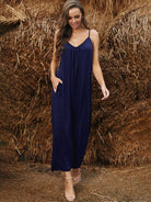 Women's casual suspenders jumpsuit loose simple wide-leg jumpsuit - Stormyjay