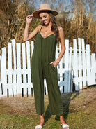 Women's casual suspenders jumpsuit loose simple wide-leg jumpsuit - Stormyjay