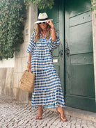 Geometric Collage Puff Sleeve Dress Street Holiday Women's Clothing - Stormyjay