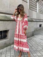 Geometric Collage Puff Sleeve Dress Street Holiday Women's Clothing - Stormyjay