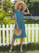 Women's Woven Polka Dot Pleated Midi Dress - Stormyjay