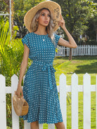 Women's Woven Polka Dot Pleated Midi Dress - Stormyjay