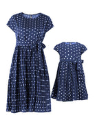 Women's Woven Polka Dot Pleated Midi Dress - Stormyjay