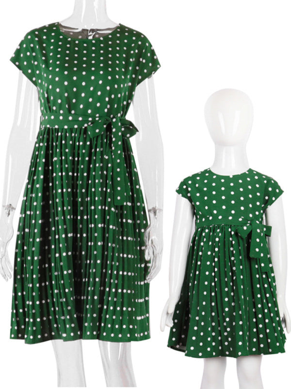 Women's Woven Polka Dot Pleated Midi Dress - Stormyjay