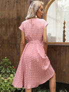 Women's Woven Polka Dot Pleated Midi Dress - Stormyjay