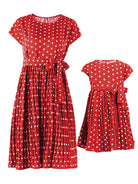 Women's Woven Polka Dot Pleated Midi Dress - Stormyjay