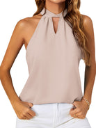 Women's Halter Neck Tie Chiffon Tank Top Sleeveless Top - Stormyjay