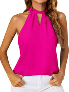 Women's Halter Neck Tie Chiffon Tank Top Sleeveless Top - Stormyjay