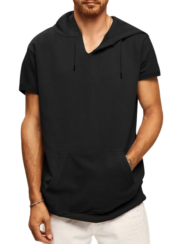 Men's knitted all-match casual hooded short-sleeved T-shirt - Stormyjay