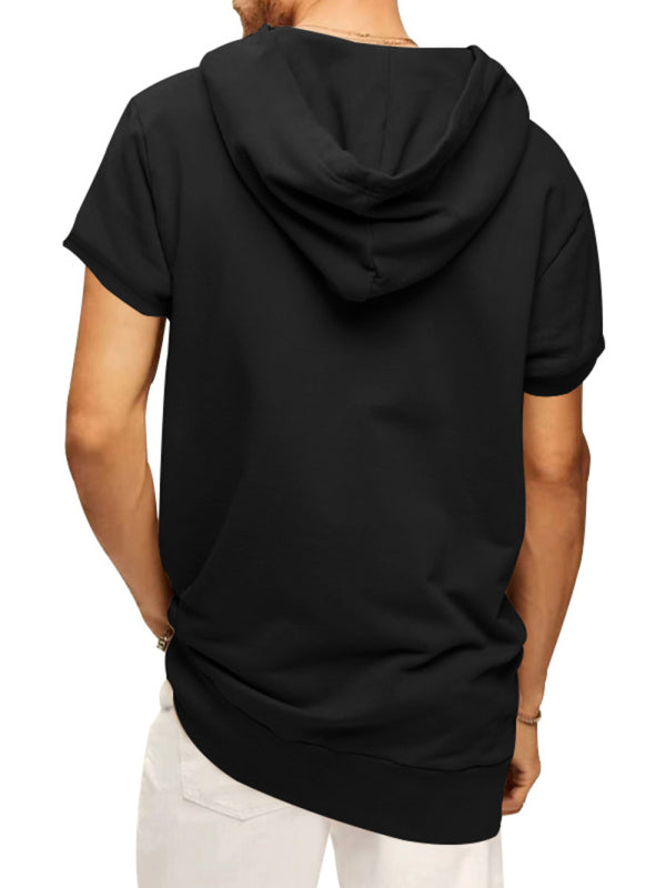 Men's knitted all-match casual hooded short-sleeved T-shirt - Stormyjay