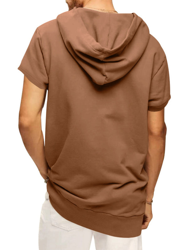 Men's knitted all-match casual hooded short-sleeved T-shirt - Stormyjay