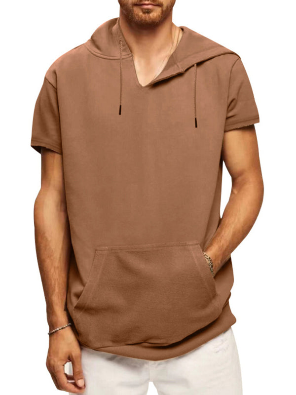 Men's knitted all-match casual hooded short-sleeved T-shirt - Stormyjay