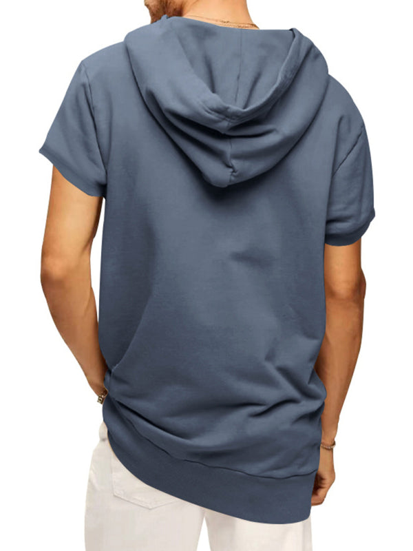 Men's knitted all-match casual hooded short-sleeved T-shirt - Stormyjay