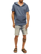 Men's knitted all-match casual hooded short-sleeved T-shirt - Stormyjay