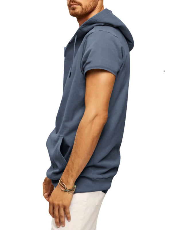 Men's knitted all-match casual hooded short-sleeved T-shirt - Stormyjay