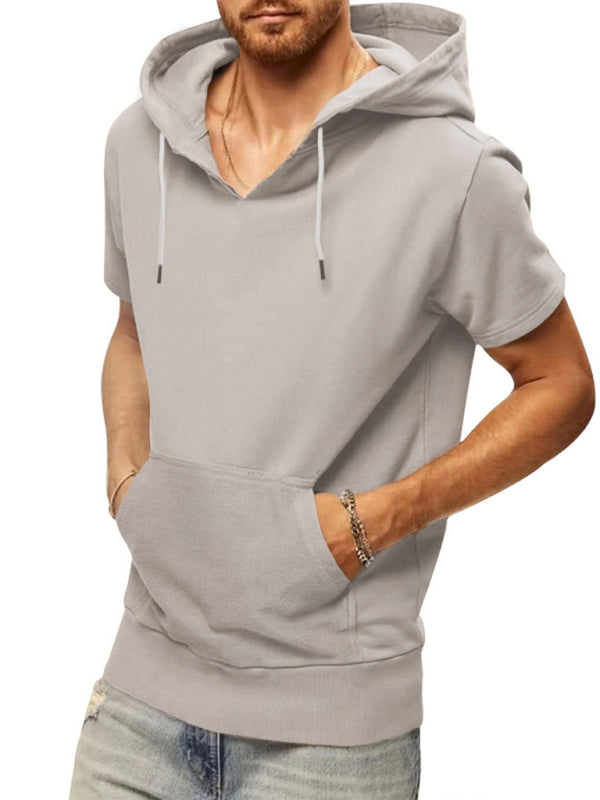 Men's knitted all-match casual hooded short-sleeved T-shirt - Stormyjay