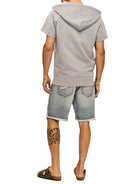 Men's knitted all-match casual hooded short-sleeved T-shirt - Stormyjay