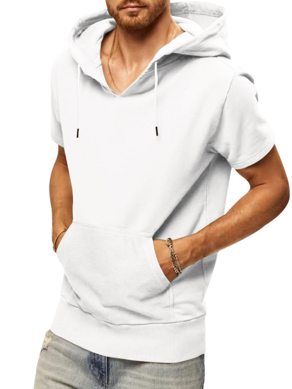 Men's knitted all-match casual hooded short-sleeved T-shirt - Stormyjay