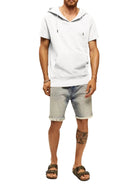 Men's knitted all-match casual hooded short-sleeved T-shirt - Stormyjay