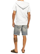 Men's knitted all-match casual hooded short-sleeved T-shirt - Stormyjay