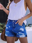 DESTROYED HIGH STRETCH DENIM SHORTS - Stormyjay