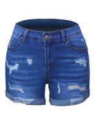 DESTROYED HIGH STRETCH DENIM SHORTS - Stormyjay