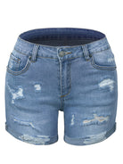 DESTROYED HIGH STRETCH DENIM SHORTS - Stormyjay